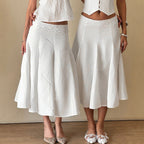Damen Eleganter, fließender Midirock mit elastischem Bund R&B