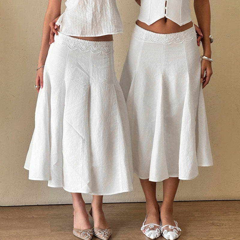 Damen Eleganter, fließender Midirock mit elastischem Bund R&B