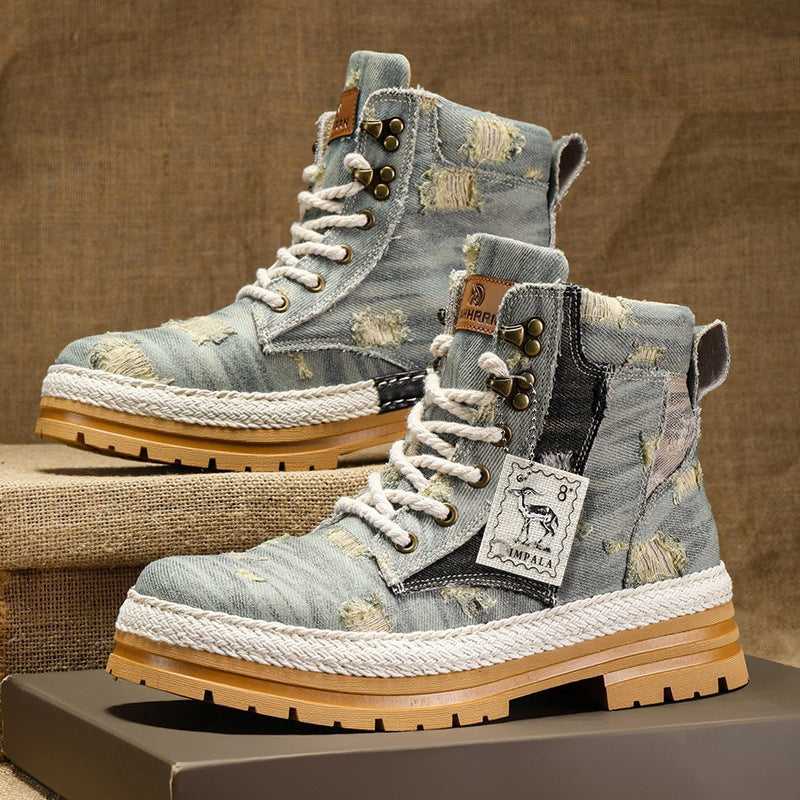 Damen Sportliche High-Top Boots mit strapazierfähigem Denim-Obermaterial R&B