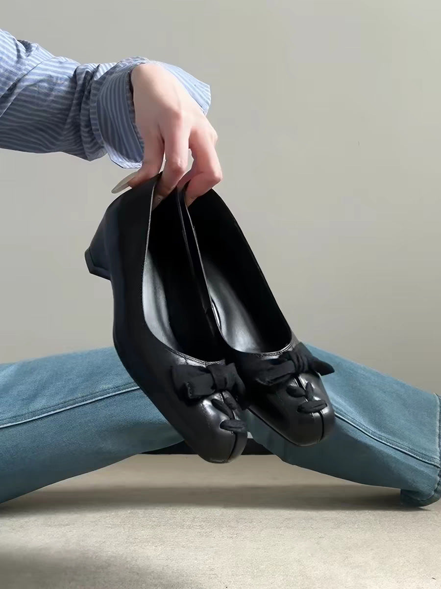 Damen elegante Ballerinas mit hochwertiger Schleifenapplikation R&B