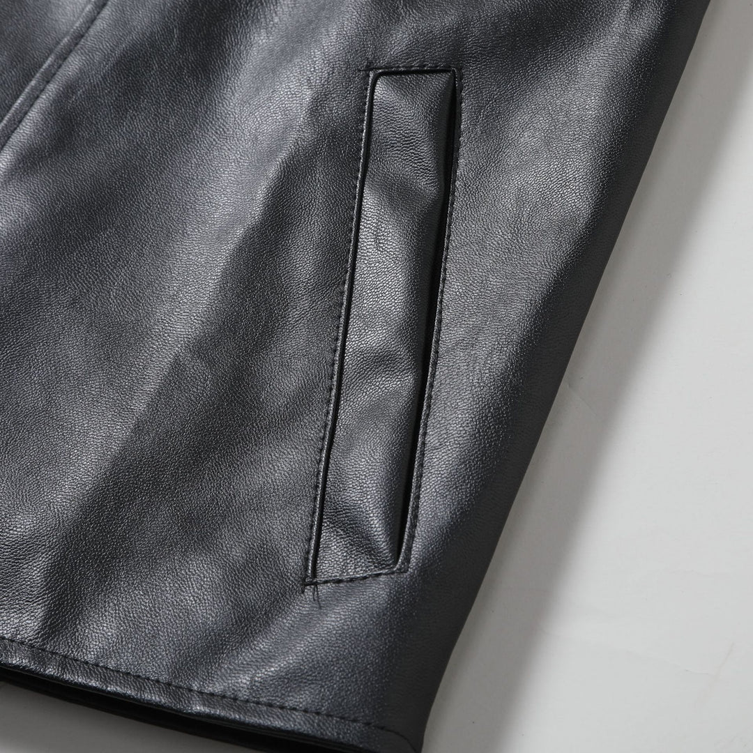 Herren lässige Bikerjacke aus hochwertigem mit asymmetrischem Reißverschluss R&B