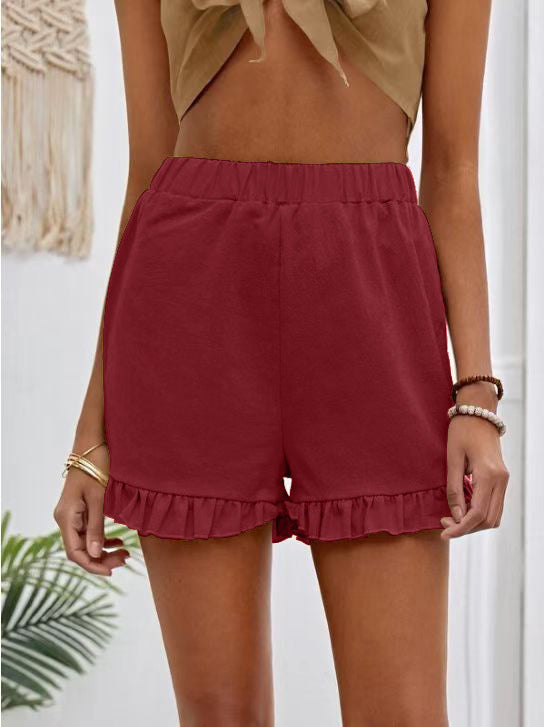 Damen Shorts mit Rüschendetails und Elastischem Bund R&B