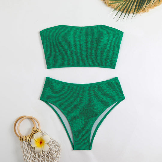Damen Crop-Bikini-Set mit strukturierter Textur R&B