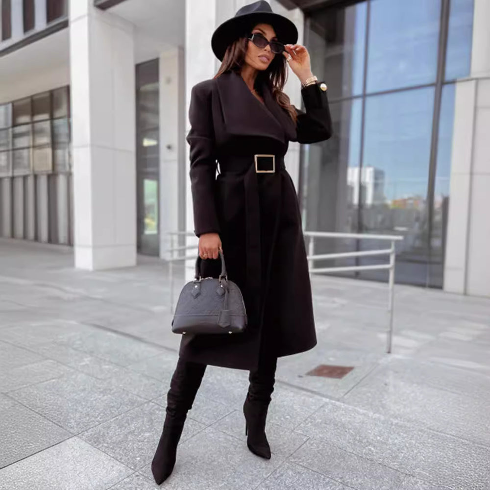 Damen eleganter Trenchcoat mit Gürtel und hochwertiger Verarbeitung R&B