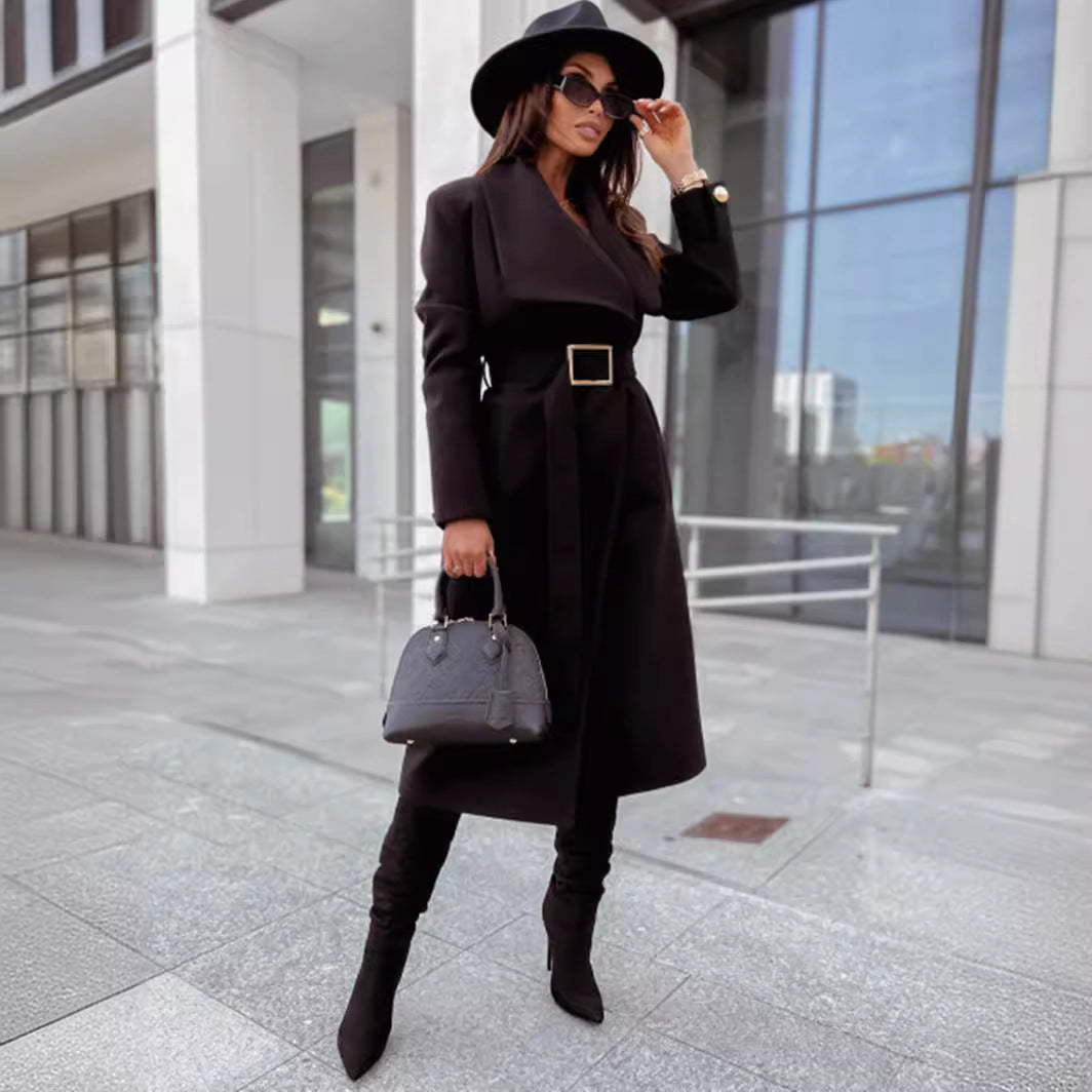 Damen eleganter Trenchcoat mit Gürtel und hochwertiger Verarbeitung R&B