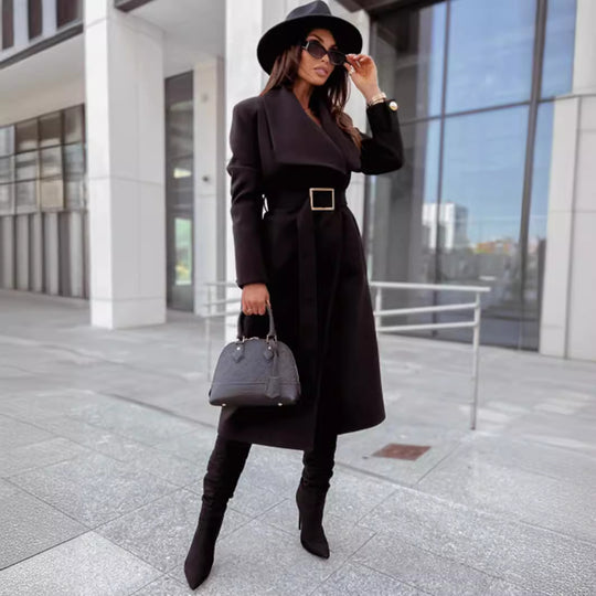 Damen eleganter Trenchcoat mit Gürtel und hochwertiger Verarbeitung R&B
