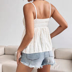 Damen luftiges Sommeroberteil mit Raffung und Spaghettiträgern R&B