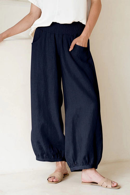 Damen weite Hose mit elastischem Bund und praktischen Seitentaschen R&B