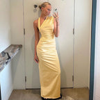 Damen Elegantes wickelbares Abendkleid mit asymmetrischem Halterdesign und figurbetontem Schnitt EB
