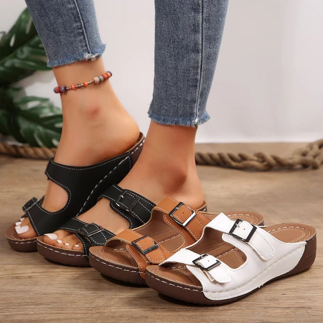 Damen Sandalen mit verstellbaren Riemen und ergonomischer Fußbett R&B