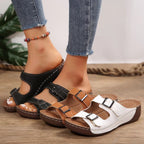 Damen Sandalen mit verstellbaren Riemen und ergonomischer Fußbett R&B