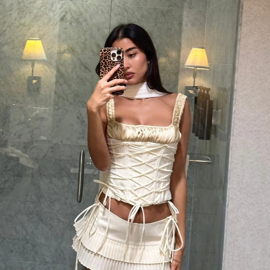 Damen Korsett-Top mit Rüschendetail und verstellbaren Trägern R&B