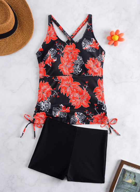 Damen Tankini-Set mit modischem Blumendesign und bequemen Shorts R&B