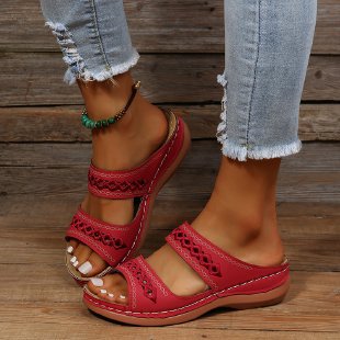 Damen komfortable Riemensandalen mit dekorativem Cut-Out Design R&B