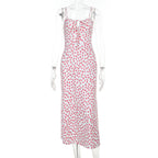 Damen Maxikleid mit floralen Akzenten und verspieltem Knotendetail R&B