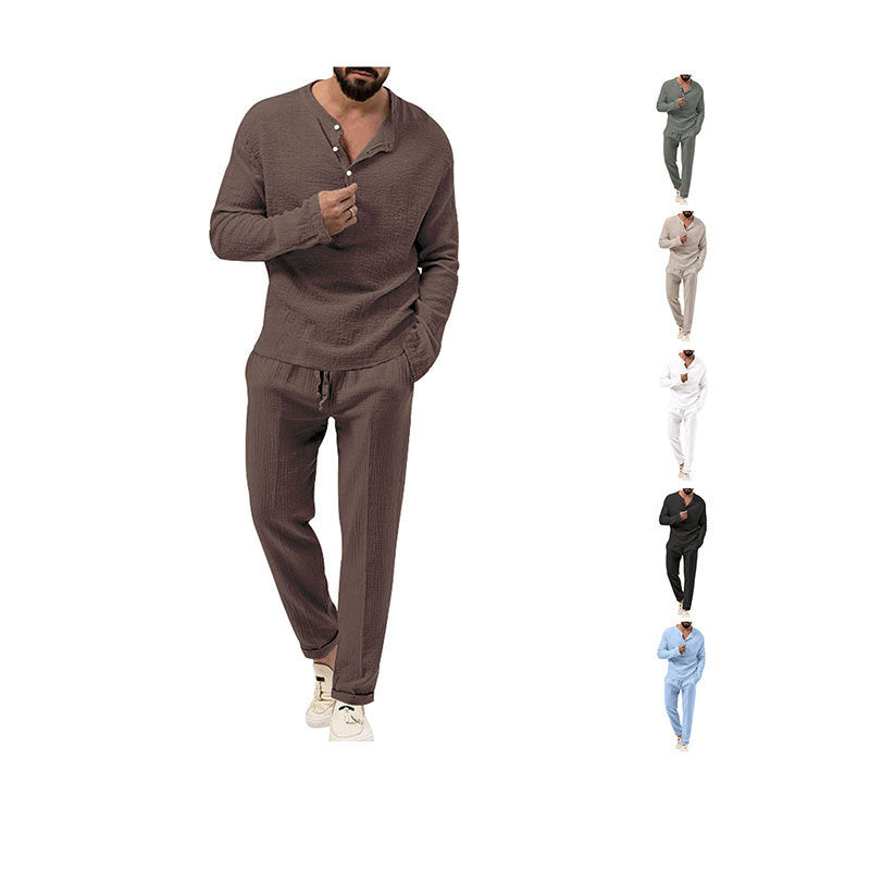 Herren lässiges Lounge-Set mit Knopfleiste und elastischem Bund R&B