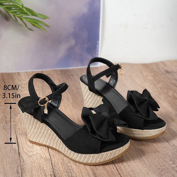 Damen Wedge-Sandalen mit dekorativem Schleifendetail R&B
