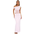 Damen Elegantes Maxikleid mit asymmetrischem Schnitt und transparenten Einsätzen R&B