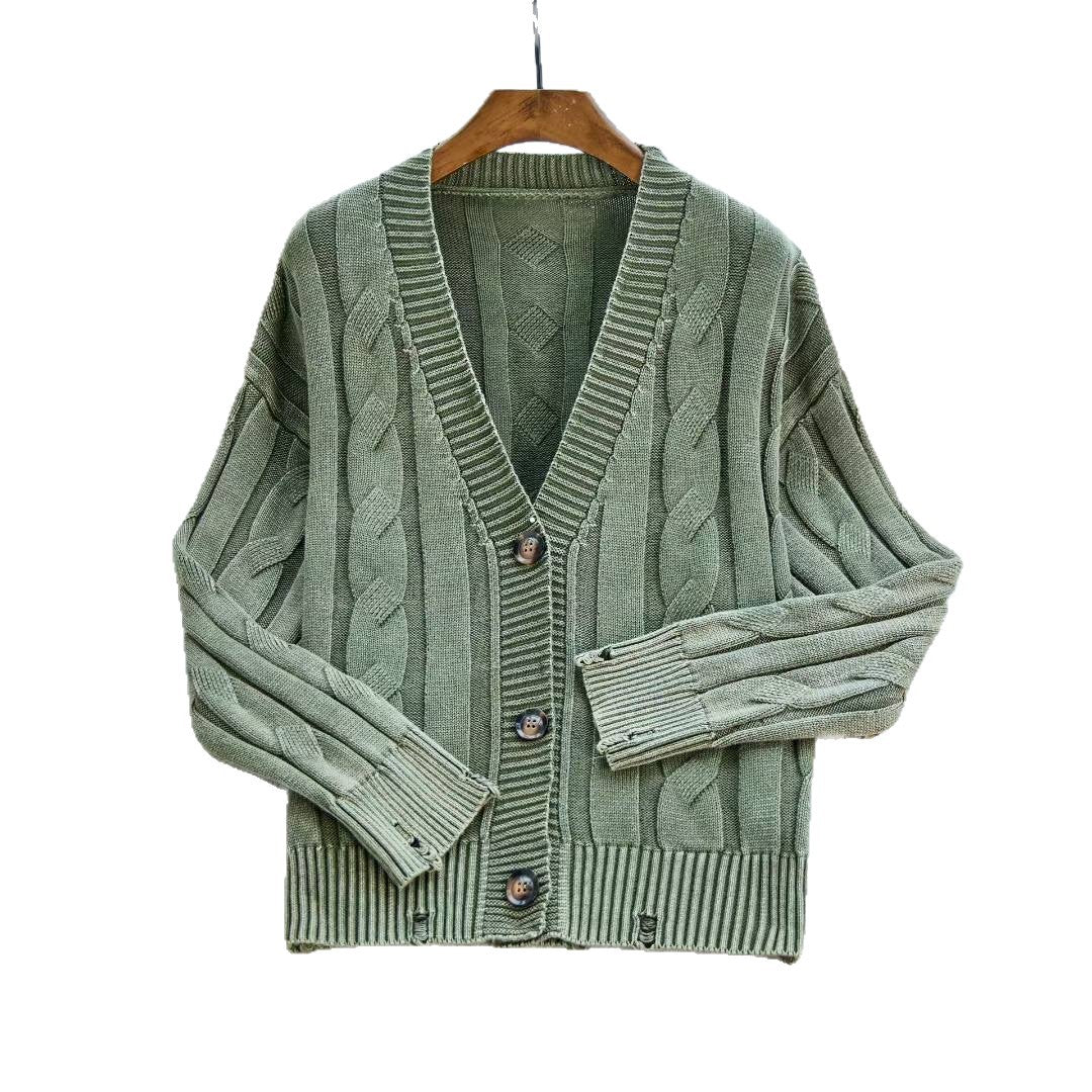 Damen Gemusterter Strickcardigan mit Zopfmuster und Knopfdetails R&B