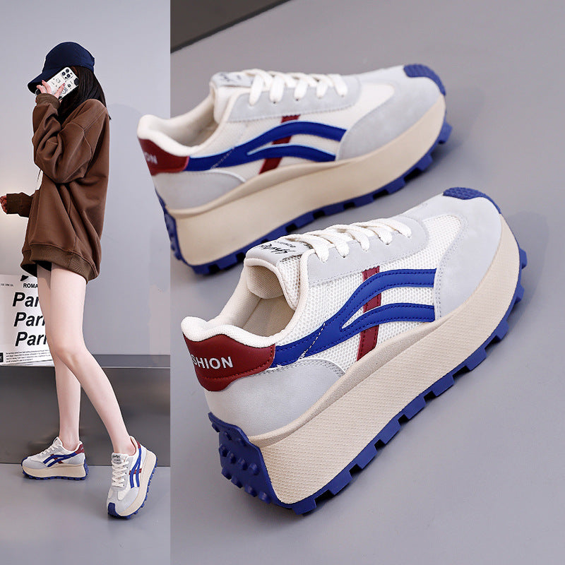 Damen Chunky Sneaker mit modischem Plateau und atmungsaktiver Mesh-Oberfläche R&B