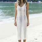 Damen Stricknetz Kleid im lässigen Design mit hohem Schlitz R&B