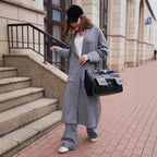 Damen Strickmantel mit Gürtel und praktischen Taschen R&B