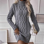 Damen Strickkleid mit elegantem Zopfdesign R&B