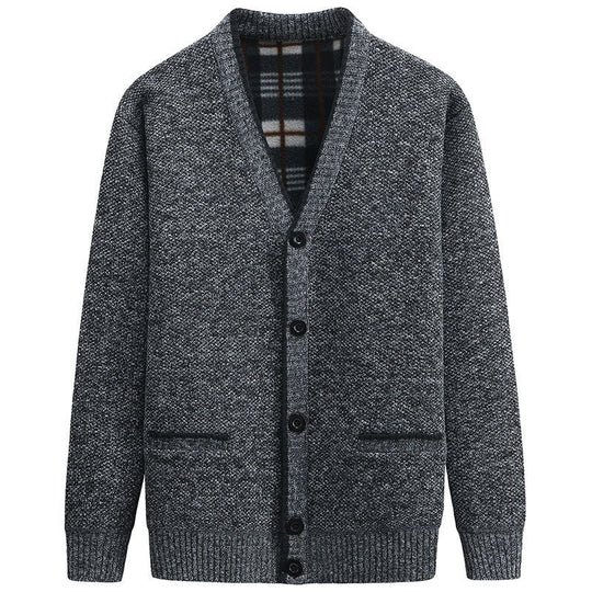Herren Strickjacke mit kariertem Innenfutter und praktischen Taschen R&B