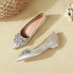 Damen elegante Ballerinas mit funkelnder Schmuckapplikation