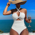 Damen Hochgeschnittener Cut-Out Badeanzug mit verstellbaren Trägern R&B