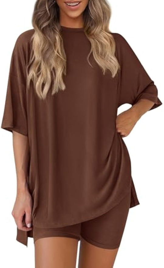 Damen lässiges Sport-T-Shirt mit Shorts im Set R&B