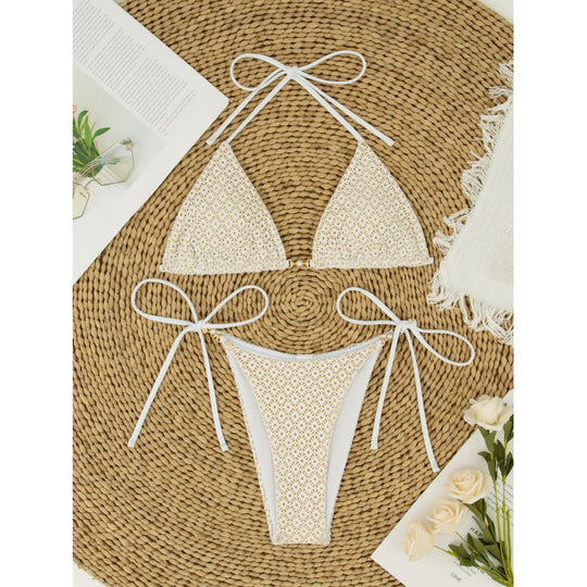 Damen Triangelbikini mit raffinierten Schleifen und modischem Punktmuster R&B