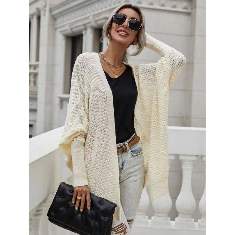 Damen luftige Strickjacke mit offenes Design und feiner Maschenstruktur R&B
