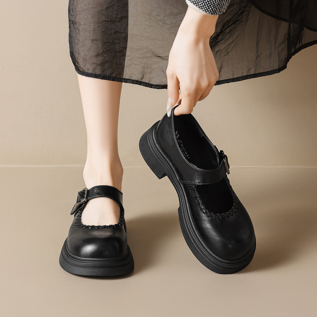 Damen modische Mary-Jane Schuhe mit dekorativem Schnallenverschluss R&B