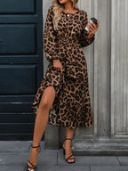 Damen Maxikleid mit tierischem Muster und fließendem Schnitt R&B