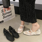 Damen Ballerinas mit zartem Spitzen-Design und eleganter Schleifenverzierung R&B