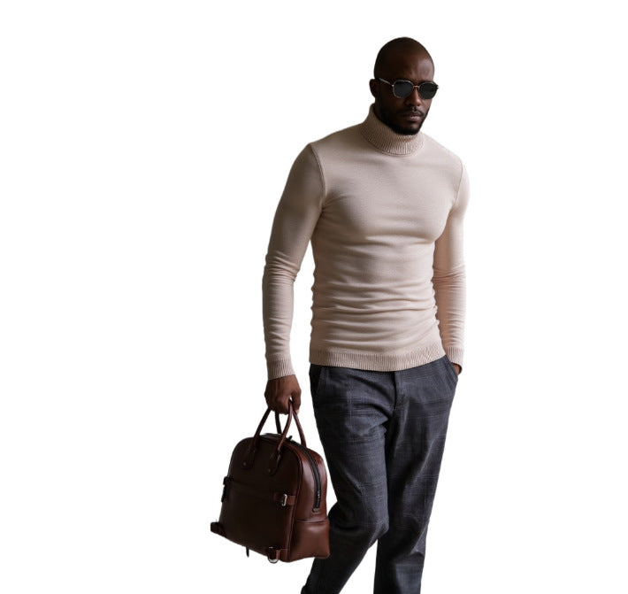 Herren rollkragen pullover mit feiner Struktur R&B