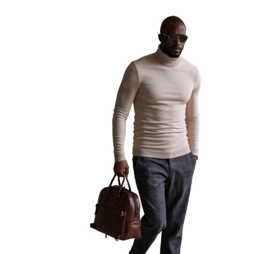 Herren rollkragen pullover mit feiner Struktur R&B