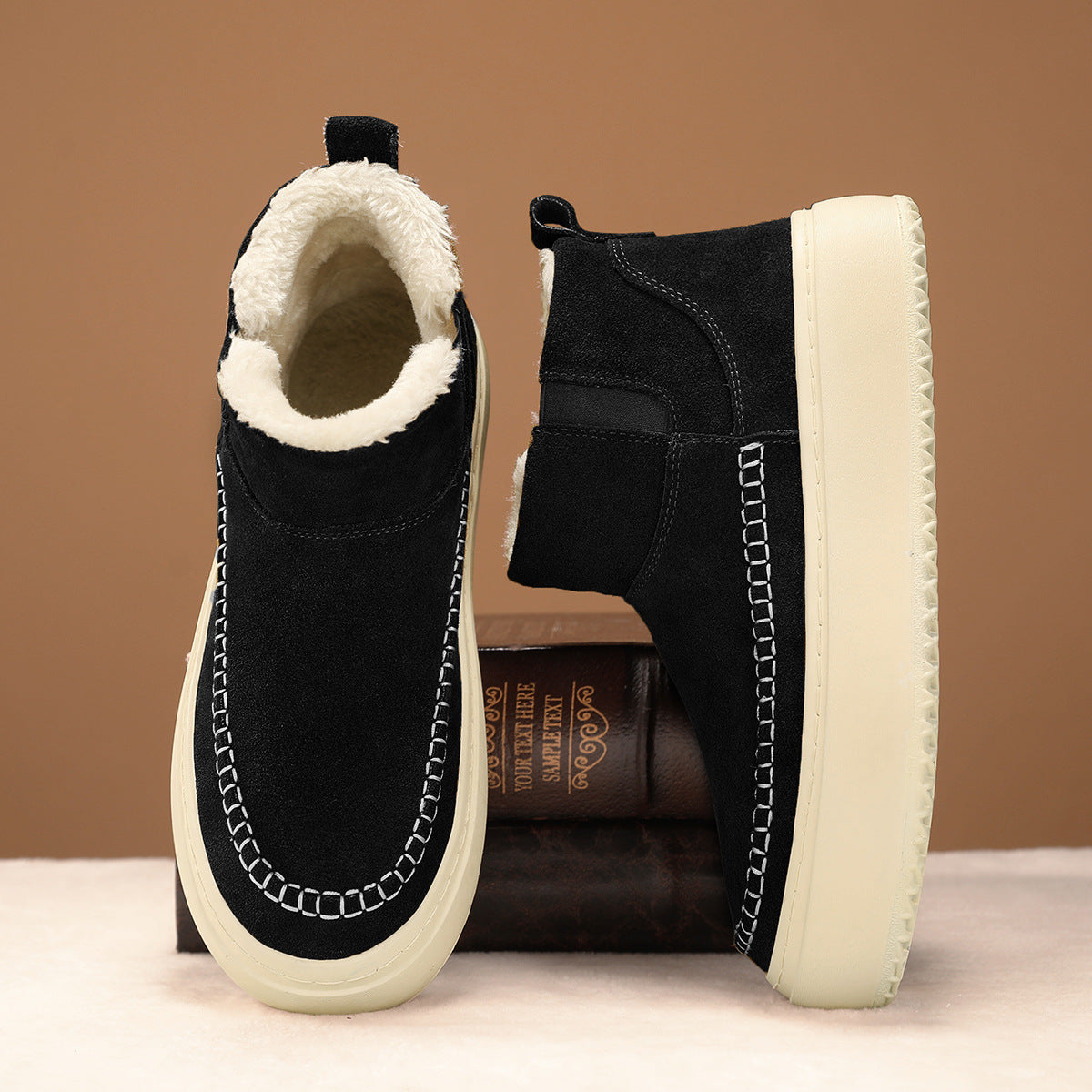 Damen kuschelige Winterstiefel mit elastischem Einsatz R&B
