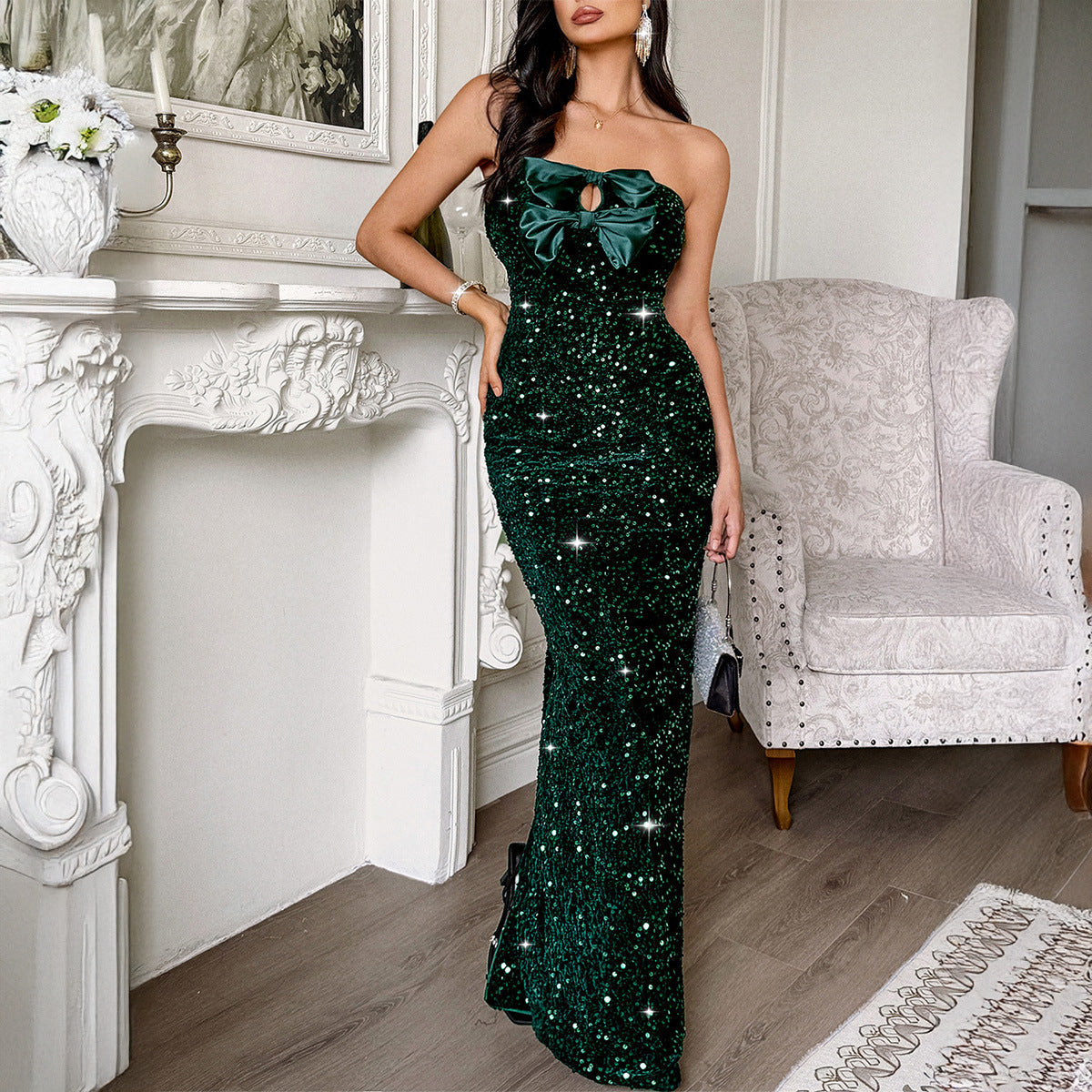 Damen Glamouröses Abendkleid mit funkelnden Pailletten R&B