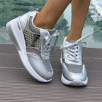 Damen Sportliche Sneakers mit modischem Metallic-Design und atmungsaktiven Einsätzen R&B