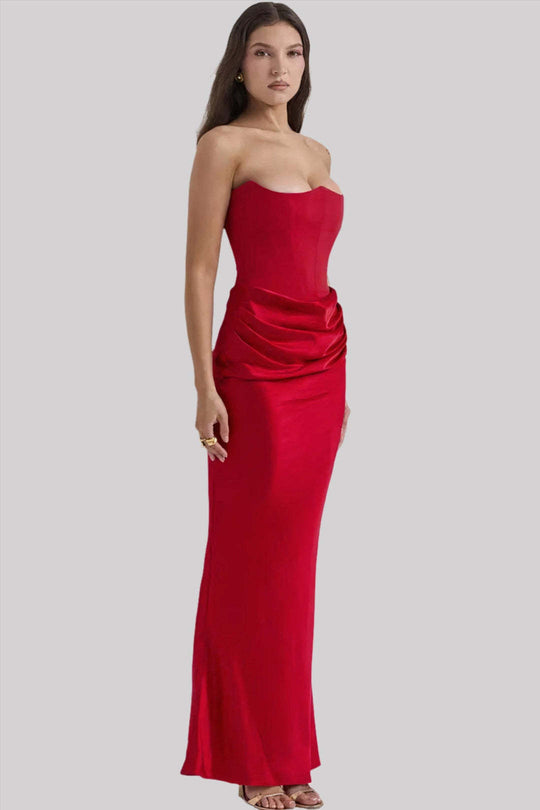 Damen Elegantes Abendkleid mit tiefem Dekolleté und drapierten Details R&B