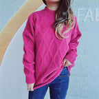 Damen Grobstrickpullover mit elegantem Rautenmuster und voluminösen Ärmeln R&B