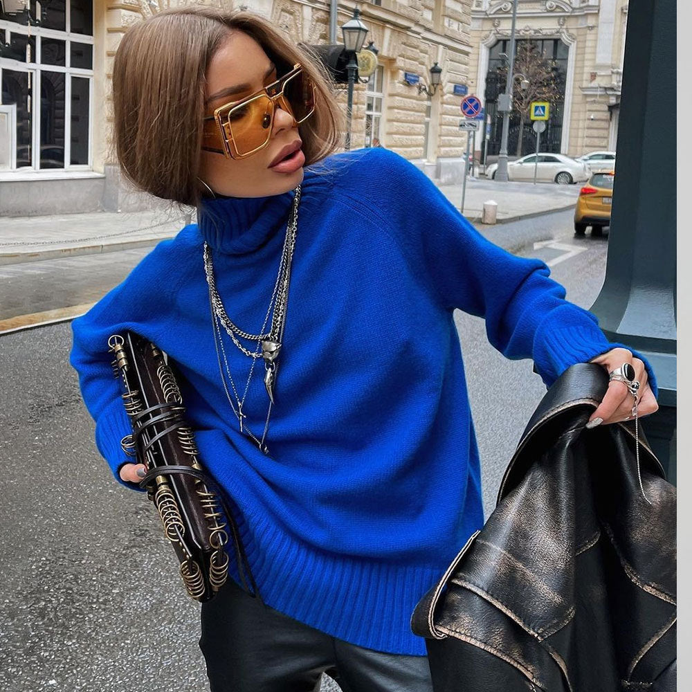 Damen Feinstrickpullover mit hohem Kragen R&B