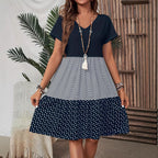 Damen Freizeitkleid mit modernem Streifen- und Punkte-Mix R&B