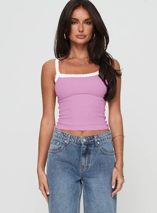 Damen Top mit Spitzenakzenten R&B