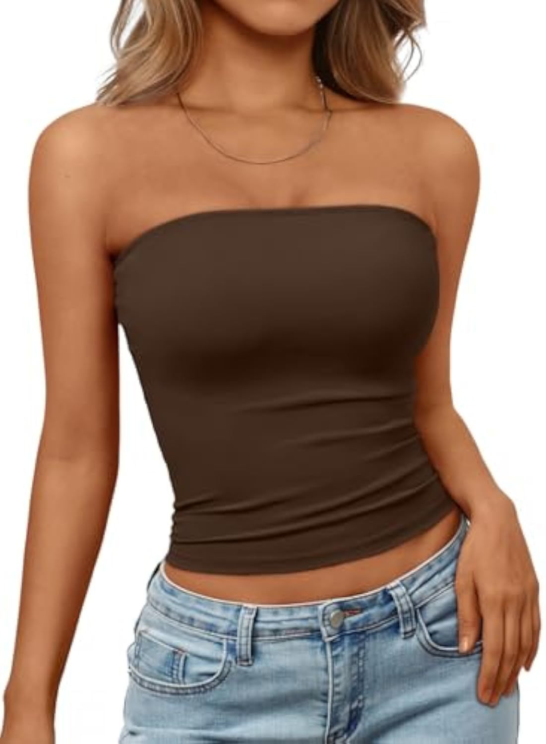 Damen Bandeau-Oberteil aus elastischem Material mit figurbetontem Schnitt R&B