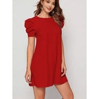 Damen Kurzärmeliges Minikleid mit Puffärmeln und A-Linie R&B