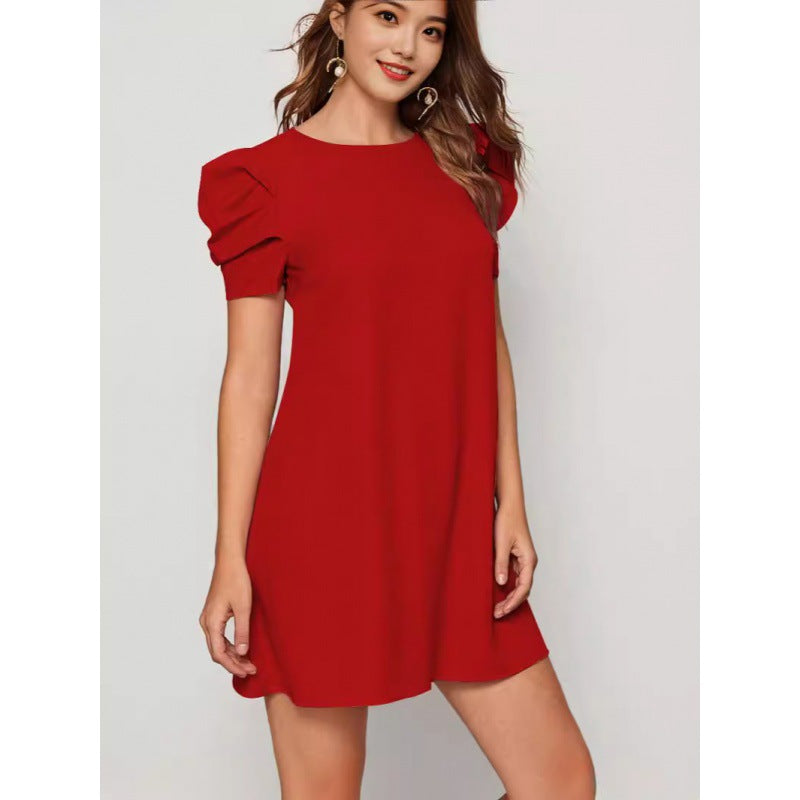 Damen Kurzärmeliges Minikleid mit Puffärmeln und A-Linie R&B