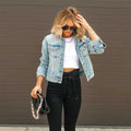 Damen Court Denimjacke im lässigen cropped Stil mit Fransendetails R&B